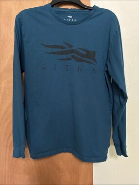 Sitka Men's Long-Sleeve Logo Tee - Teal Blue